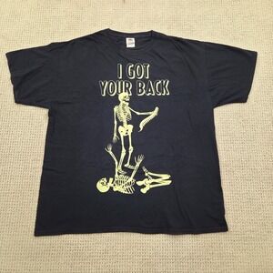 Vintage Y2K I Got Your Back‎ Skeleton Graphic Tee Black Mens XL
